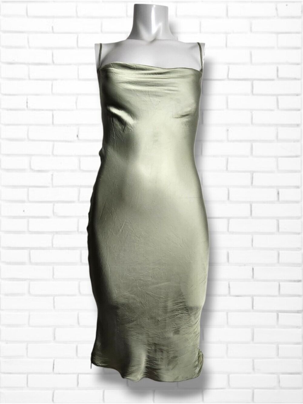 Aritzia Wilfred Only Ruched Adjustable Slip Dress In Sage Frost Green Size XXS - Picture 2 of 14